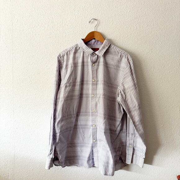 Alfani Plaid Shirt Mens XL modern fit cotton casual button down work business - Picture 1 of 5